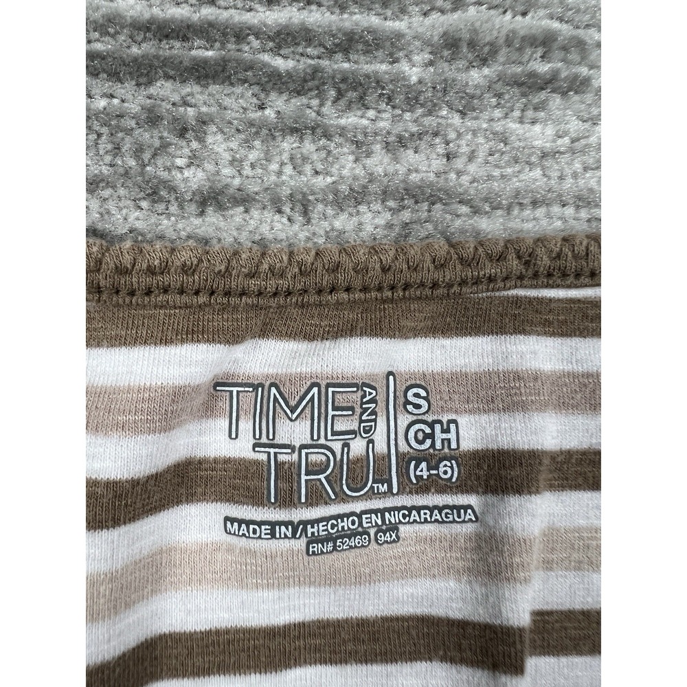 Time and Tru Top Womens Small Brown Striped Short Sleeve Cotton‎ Blend - Picture 9 of 11
